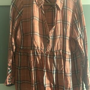 Torrid Coral Plaid Shirt